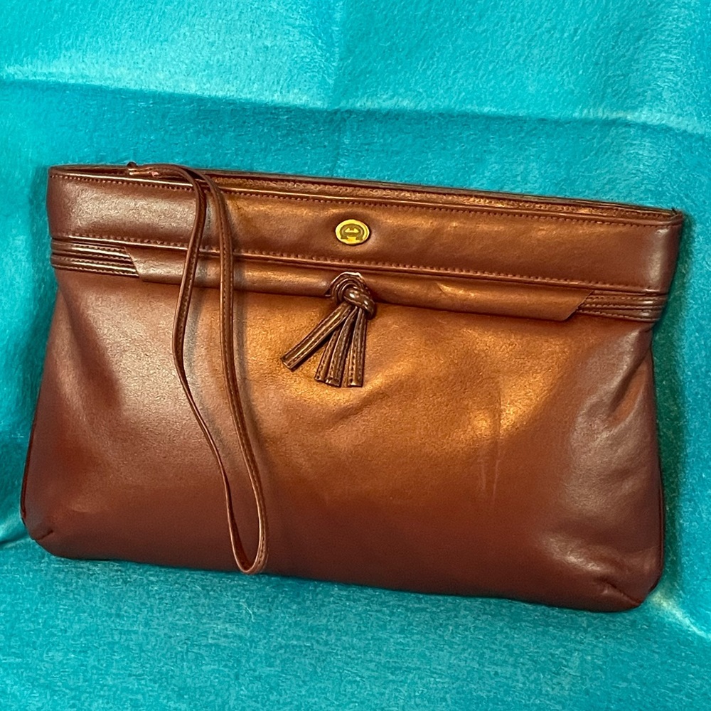 Etienne Aigner Vintage Bordeaux Tassel Large Burgandy Leather Wristlet/Clutch.